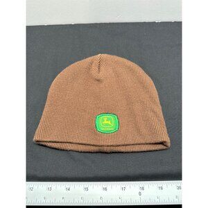 John Deere Brown Ribbed Knit Beanie Toddler Hat One Size 100% Cotton Made In Pak